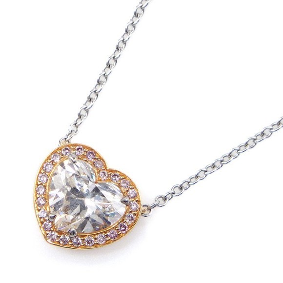 Tiffany Heart-Shaped Diamond Necklace Pink Gold